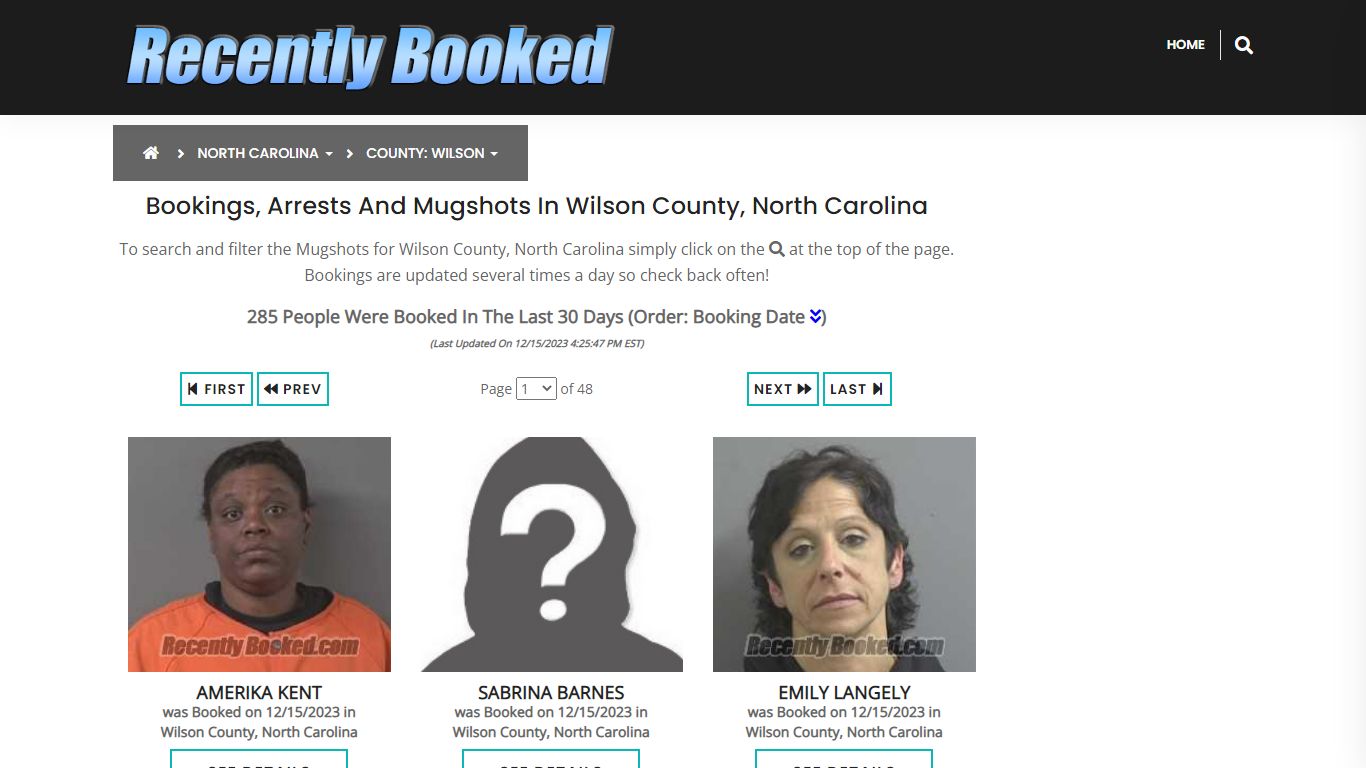 Bookings, Arrests and Mugshots in Wilson County, North Carolina